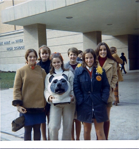 Before Homecoming Parade 1969-Pat Wildman,Debbie Childress,Mary Walkman,Helen Camasto,Cathy Nikolas,Mary Allen