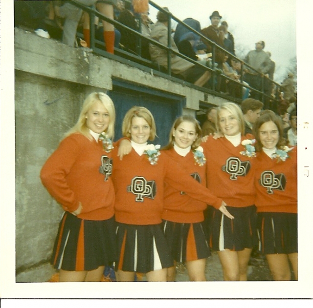 Senior Cheerleaders-Jan Schambaugh(Captain),Betsy Hess,Jean Hospodar,Paula Corlett,Helen Camasto